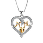 S925 Sterling Silver Heart MOM Pendant Necklace for Women