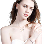 S925 Sterling Silver Heart MOM Pendant Necklace for Women