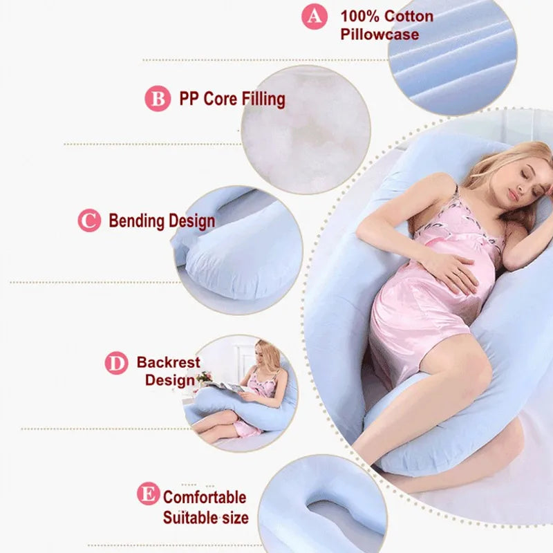Ultimate Comfort Pregnancy Pillow - 130x70cm Sleeping Support for Expecting Mothers, Perfect Nursing & Breastfeeding Cushion