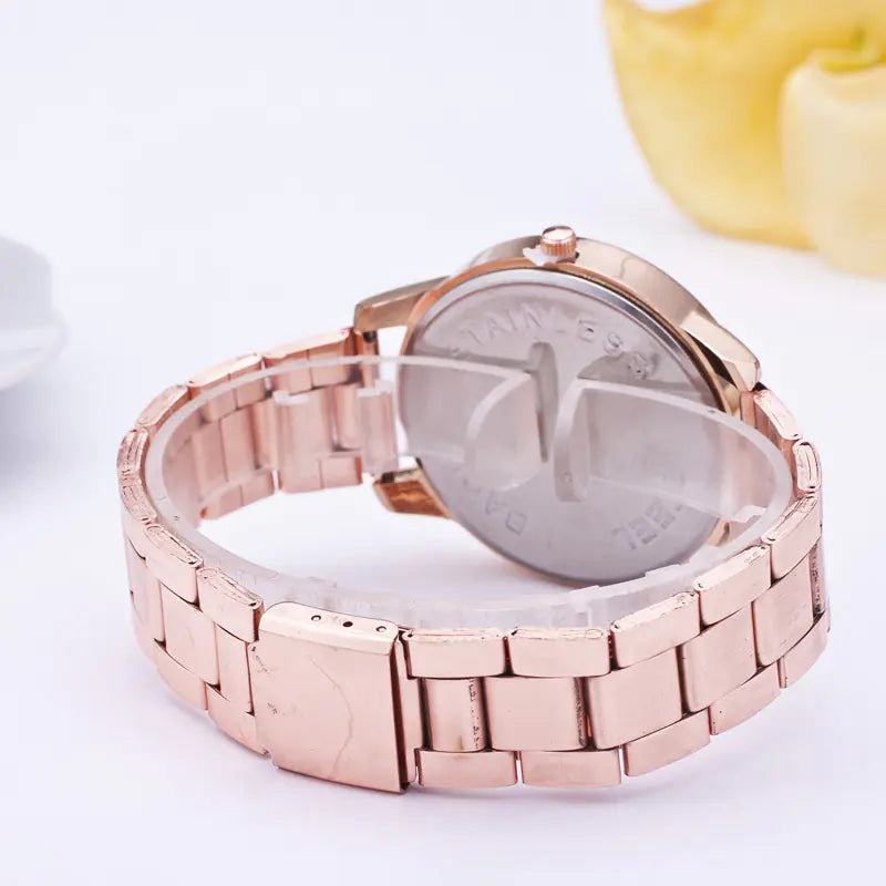 Quartz Watch with Diamond Dial and Elegant Design