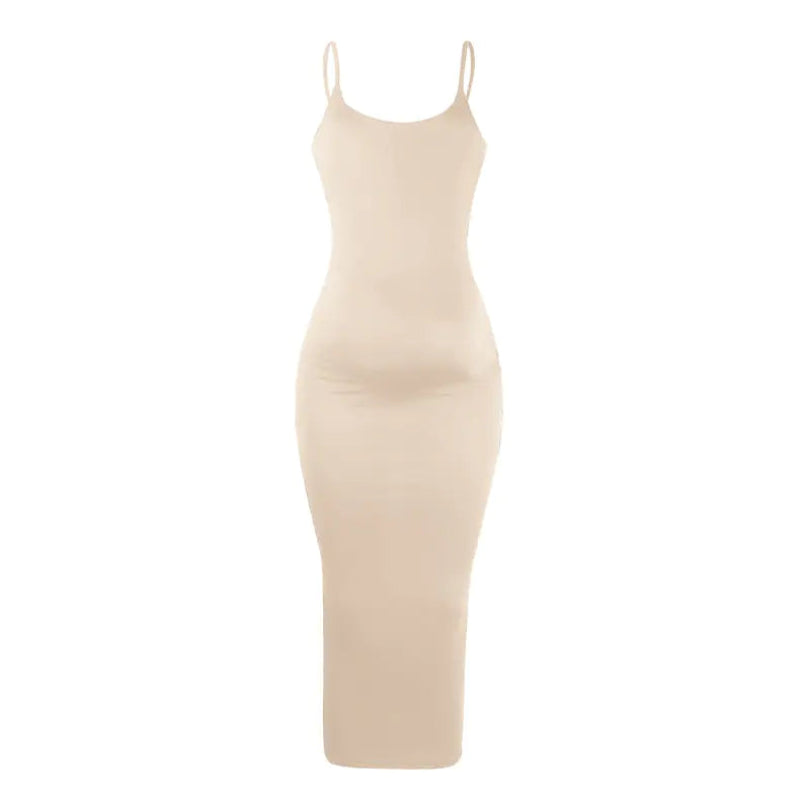 Solid Color Maternity Dress with Spaghetti Straps