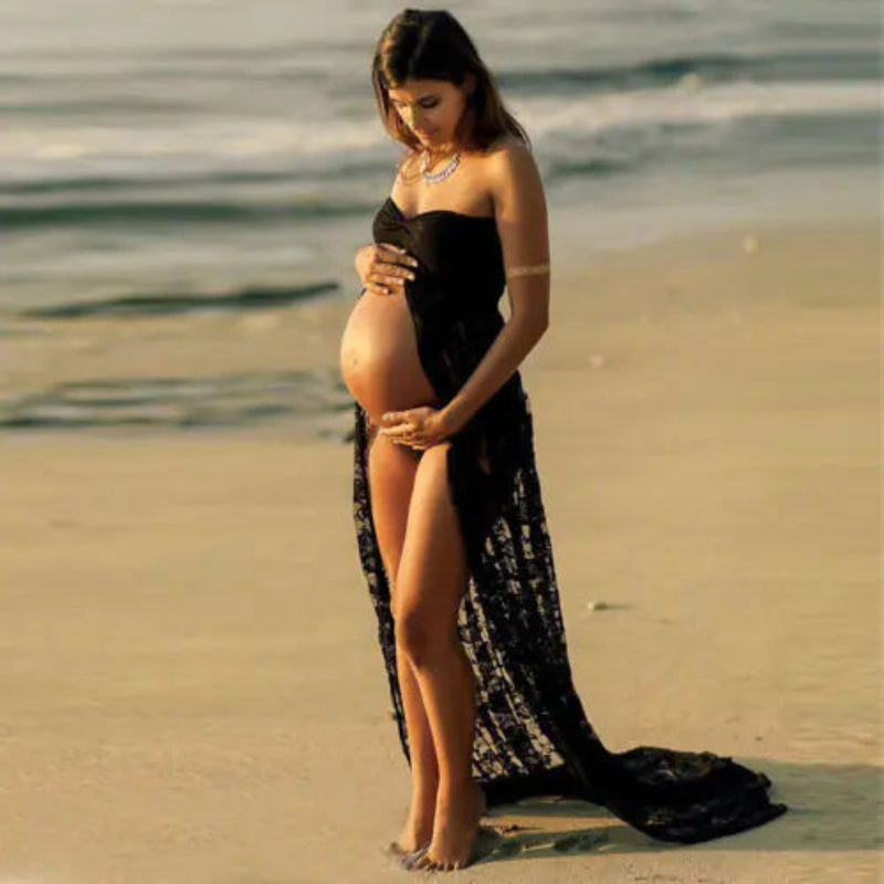 Sheer Lace Dress for Maternity Photography