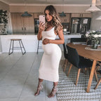 Solid Color Maternity Dress with Spaghetti Straps