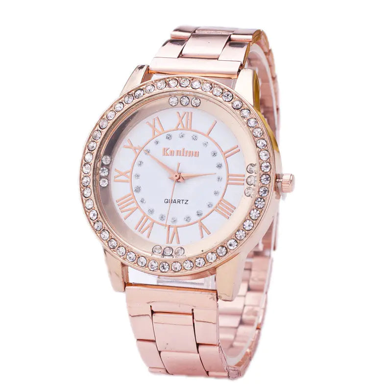 Quartz Watch with Diamond Dial and Elegant Design