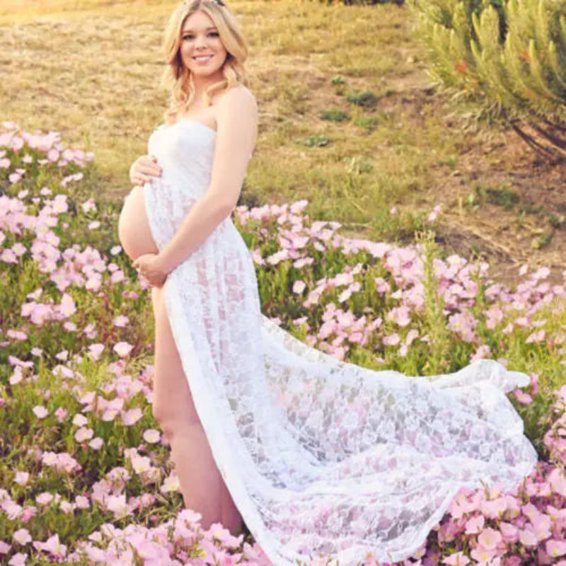 Sheer Lace Dress for Maternity Photography