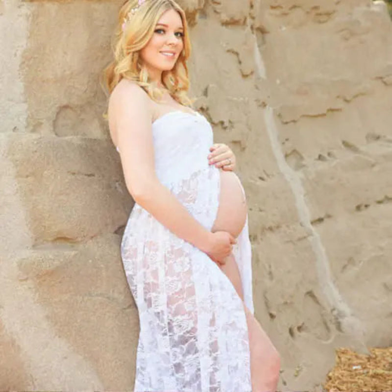 Sheer Lace Dress for Maternity Photography