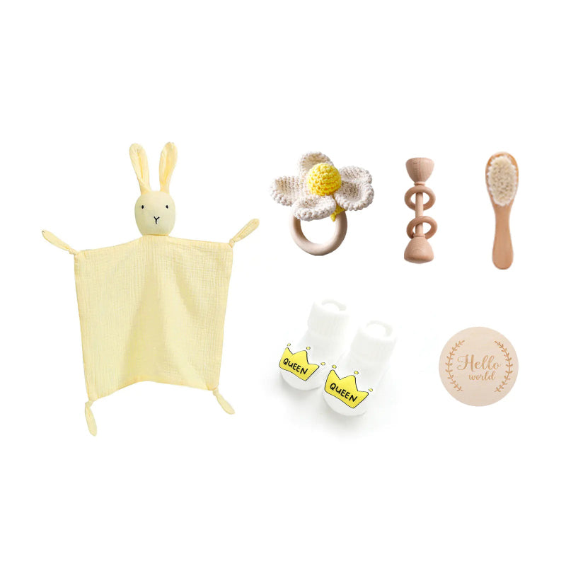 Infant Comfort Rattle Rabbit Bath Towel Gift Set