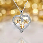 S925 Sterling Silver Heart MOM Pendant Necklace for Women