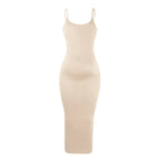 Solid Color Maternity Dress with Spaghetti Straps