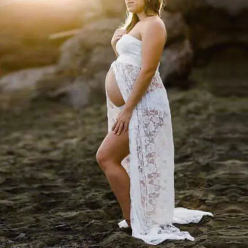 Sheer Lace Dress for Maternity Photography