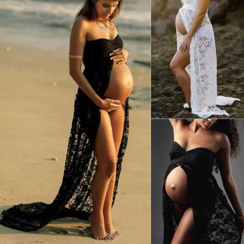 Sheer Lace Dress for Maternity Photography