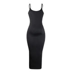 Solid Color Maternity Dress with Spaghetti Straps