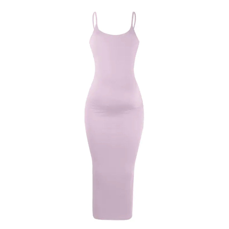 Solid Color Maternity Dress with Spaghetti Straps